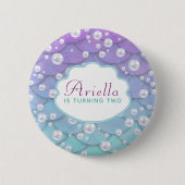 Onder het Zee Mermaid Cute Birthday Ronde Button 5,7 Cm (Voorkant)