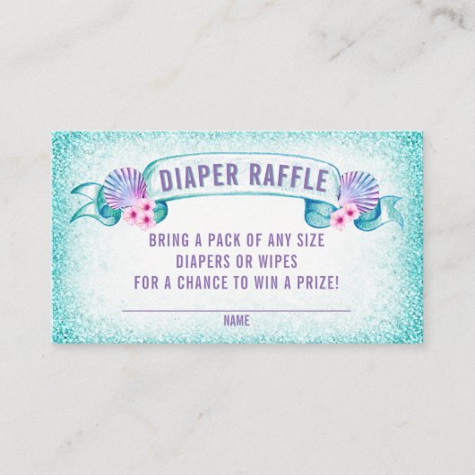 Onder het Zee Mermaid Diaper Raffle Tickets Informatiekaartje (Voorkant)