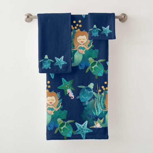 Onder het Zee Mermaid Fantasy Blue Bad Handdoek (Insitu)