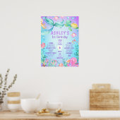 Onder het Zee Mermaid First Birthday Mijlpaal Poster (Keuken)