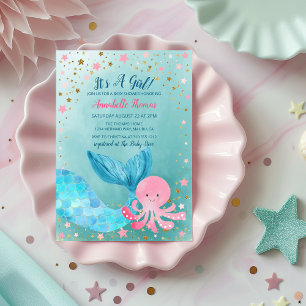 Onder het Zee Mermaid Girl Baby shower Kaart