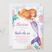 Onder het Zee Mermaid Girls Birthday Party Kaart (Voorkant)