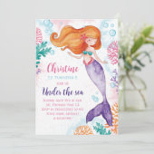 Onder het Zee Mermaid Girls Birthday Party Kaart (Staand voorkant)