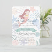 Onder het Zee Mermaid Green Virtual Baby shower Kaart (Staand voorkant)