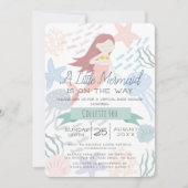 Onder het Zee Mermaid Green Virtual Baby shower Kaart (Voorkant)