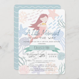 Onder het Zee Mermaid Green Virtual Baby shower Kaart