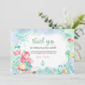 Onder het Zee Mermaid Hartelijk dank Bedankkaart (Staand voorkant)