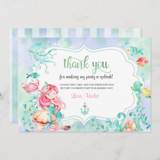 Onder het Zee Mermaid Hartelijk dank Bedankkaart (Voorkant / Achterkant)