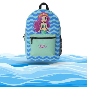 Onder het Zee: Mermaid-Inspired Girls' Backpack Bedrukte Rugzak