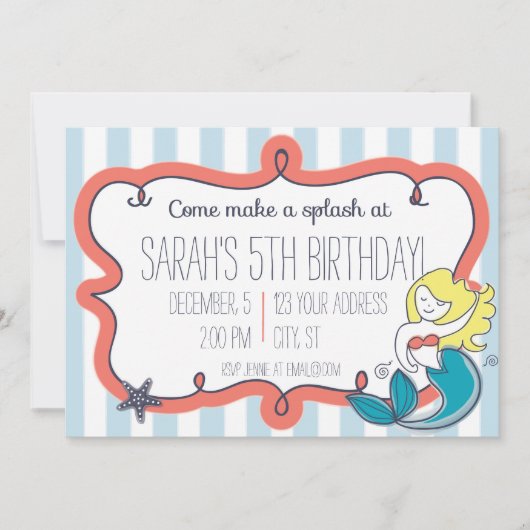 Onder het Zee Mermaid Invitation Kaart (Voorkant)