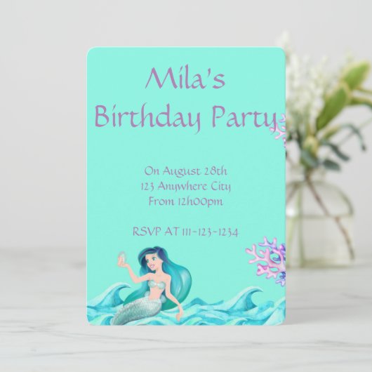 ONDER HET ZEE MERMAID INVITATIONS SAVE THE DATE (Staand voorkant)