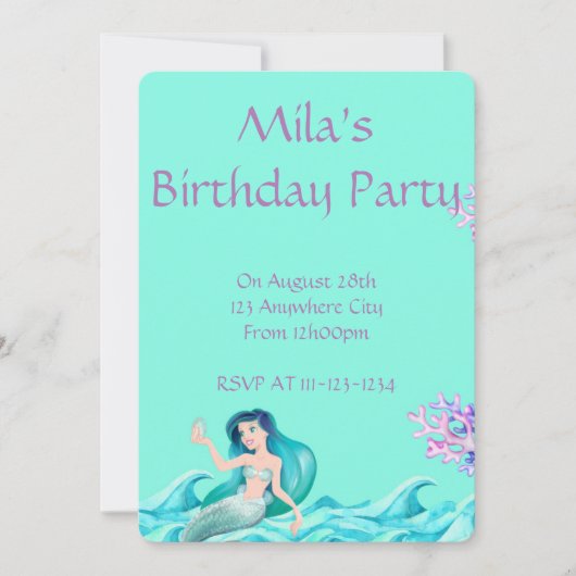 ONDER HET ZEE MERMAID INVITATIONS SAVE THE DATE (Voorkant)