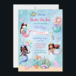 Onder het Zee "Mermaid Kids Birthday Invitation" Kaart<br><div class="desc">Roer de verbeelding van je kind met deze magische feestelijke uitnodiging!</div>