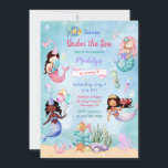 Onder het Zee "Mermaid Kids Birthday Invitation" Kaart<br><div class="desc">Roer de verbeelding van je kind met deze magische feestelijke uitnodiging!</div>