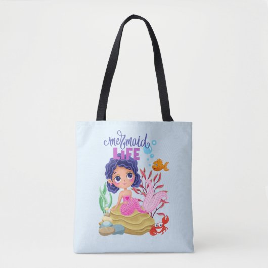 Onder het Zee Mermaid Life gepersonaliseerd Tote Bag (Voorkant)