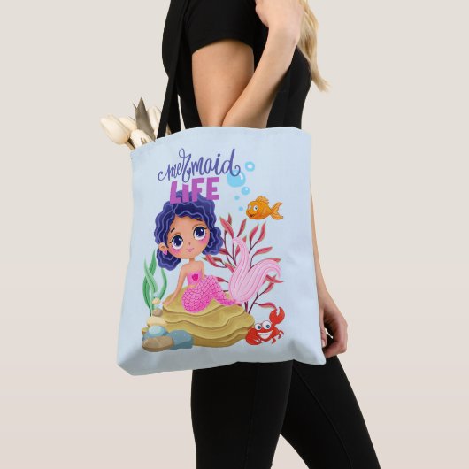 Onder het Zee Mermaid Life gepersonaliseerd Tote Bag (Dichtbij)