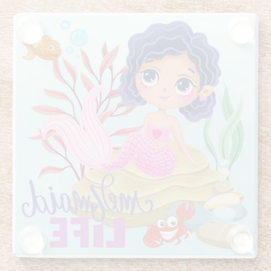 Onder het Zee Mermaid Life Glazen Onderzetter (Achterkant)