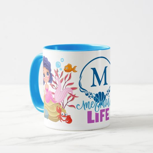 Onder het Zee Mermaid Life Monogram Mok (Voorkant links)