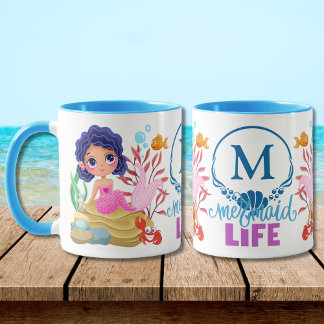 Onder het Zee Mermaid Life Monogram Mok