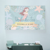 Onder het Zee Mermaid Light Zee Green Birthday Spandoek (Beurs)