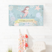 Onder het Zee Mermaid Light Zee Green Birthday Spandoek (Insitu)