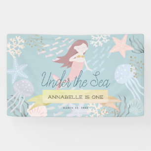 Onder het Zee Mermaid Light Zee Green Birthday Spandoek