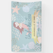 Onder het Zee Mermaid Light Zee Green Birthday Spandoek (Verticaal)