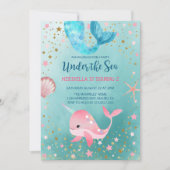 Onder het Zee Mermaid Narwhal Birthday Kaart (Voorkant)