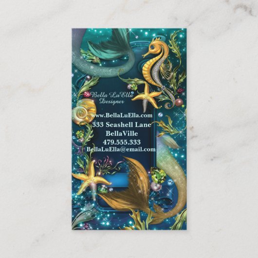 Onder het Zee "Mermaid Nautical Visitekaartjes" Visitekaartje (Voorkant)