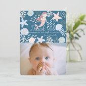 Onder het Zee Mermaid Navy Foto bedankt Kaart (Staand voorkant)