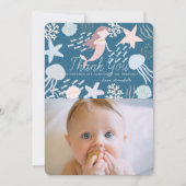 Onder het Zee Mermaid Navy Foto bedankt Kaart (Voorkant)