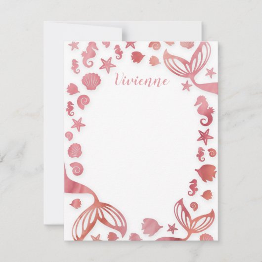 Onder het Zee Mermaid Notitiekaartje (Voorkant)