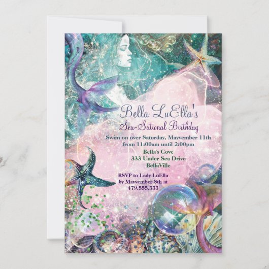 Onder het Zee Mermaid Party Invitations Kaart (Voorkant)