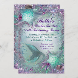 Onder het Zee Mermaid Party Invitations Kaart