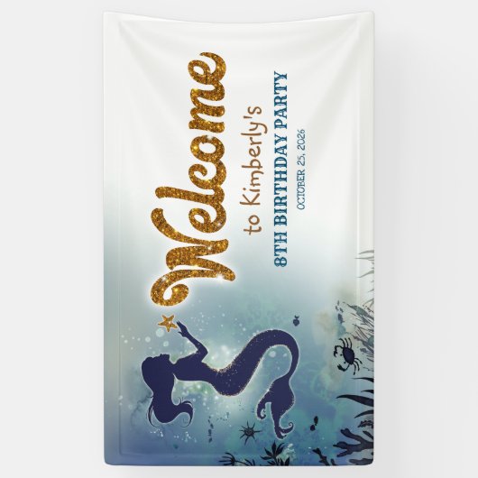 Onder het Zee Mermaid Party Welkom Spandoek (Verticaal)