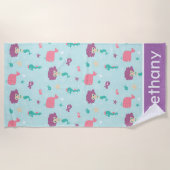 Onder het Zee Mermaid Pattern Personalized Strandlaken (Voorkant)