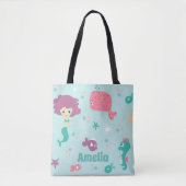 Onder het Zee Mermaid Pattern Personalized Tote Bag (Voorkant)
