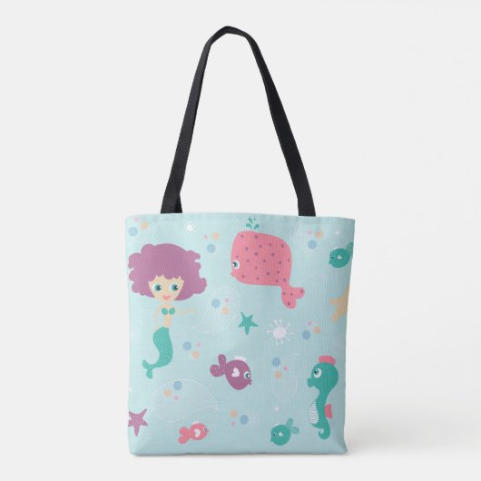 Onder het Zee Mermaid Pattern Personalized Tote Bag (Achterkant)
