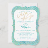 Onder het Zee Mermaid Photo Birthday Invitation Kaart (Voorkant)