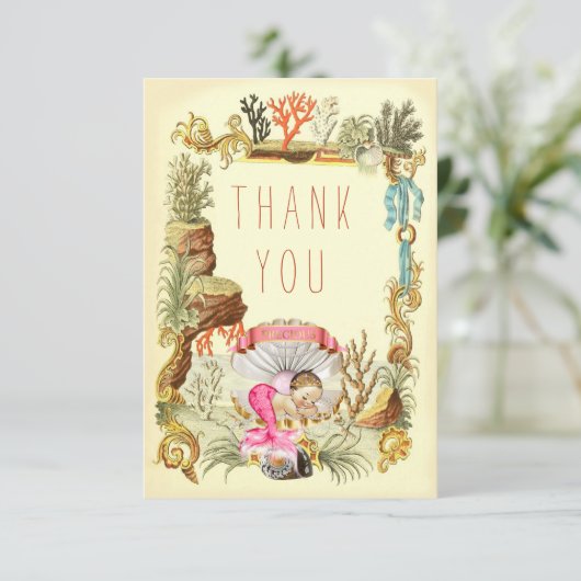 Onder het Zee Mermaid Princess dank je Bedankkaart (Staand voorkant)