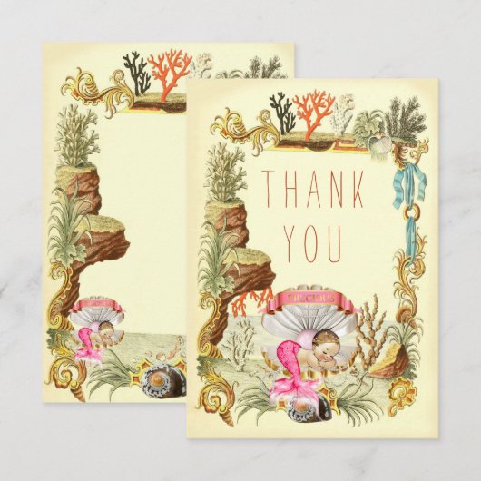 Onder het Zee Mermaid Princess dank je Bedankkaart (Voorkant / Achterkant)