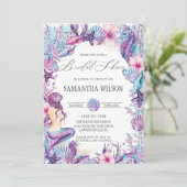 Onder het Zee Mermaid Reef Shells Vrijgezellenfees Kaart (Staand voorkant)