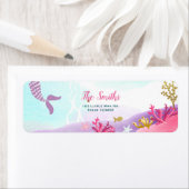 Onder het Zee Mermaid Return Address Label Roze (Insitu)
