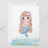 Onder het Zee, Mermaid Seashell Baby shower Kaart (Achterkant)