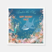Onder het Zee Mermaid Shark Birthday Party Servet (Voorkant)
