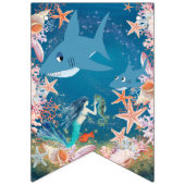 Onder het Zee Mermaid Shark Happy Birthday Vlaggetjes (Eerste vlag)