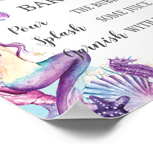 Onder het Zee Mermaid Shower Birthday Mermosa Bar Poster (Hoek)