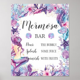 Onder het Zee Mermaid Shower Birthday Mermosa Bar Poster