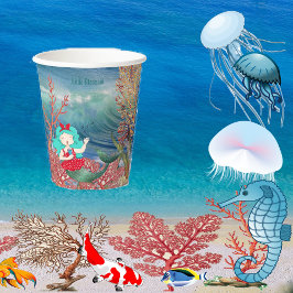 Onder het Zee Mermaid Singing Coral Reef Birthday Papieren Bekers