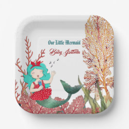 Onder het Zee Mermaid Singing Coral Reef Birthday Papieren Bordje